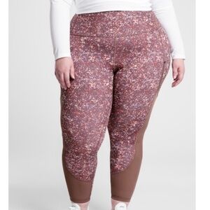 Athleta Rainier Printed Mesh Tights Mauve Pink Size 1X